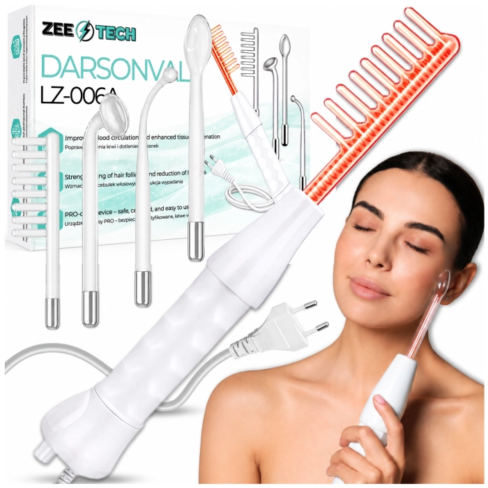 Darsonval Derma Wand 10W – 4 Elektrody – Pielęgnacja Twarzy, Skóry i Włosów