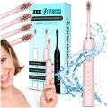 Szczoteczka elektryczna, soniczna do zębów - 6 trybów + 4 końcówki (Różowa)