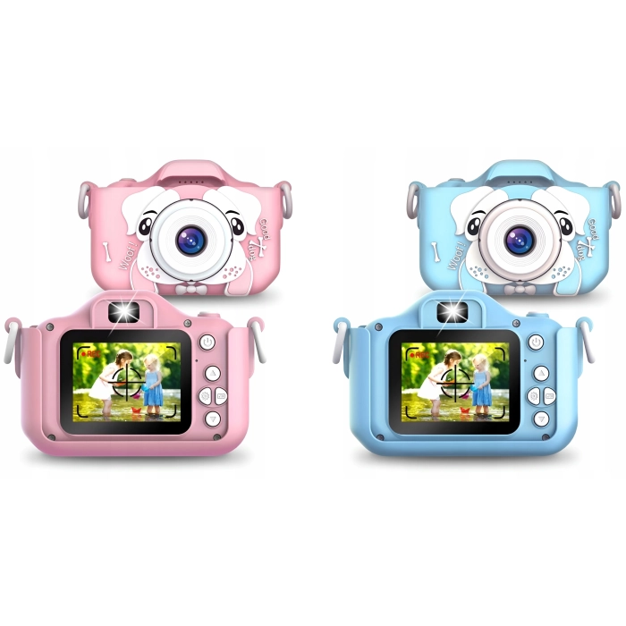 Aparat fotograficzny cyfrowy dla dzieci 40 mpx - Piesek + Karta 32 GB (Niebieski)