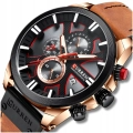Zegarek skórzany męski Curren - elegancki z chronografem i datownikiem (Brązowy-złoto-czarny)