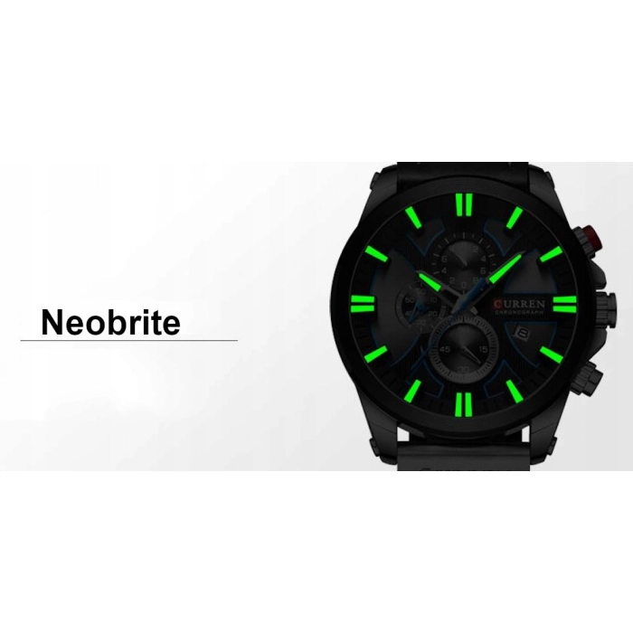 Zegarek skórzany męski Curren - elegancki z chronografem i datownikiem (Czarno-złoto-czarny)