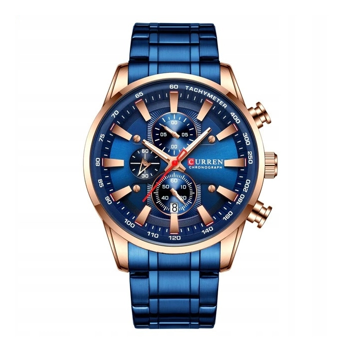 Zegarek na bransolecie męski Curren - klasyczny z chronografem i datownikiem (Czarno-miedziany)