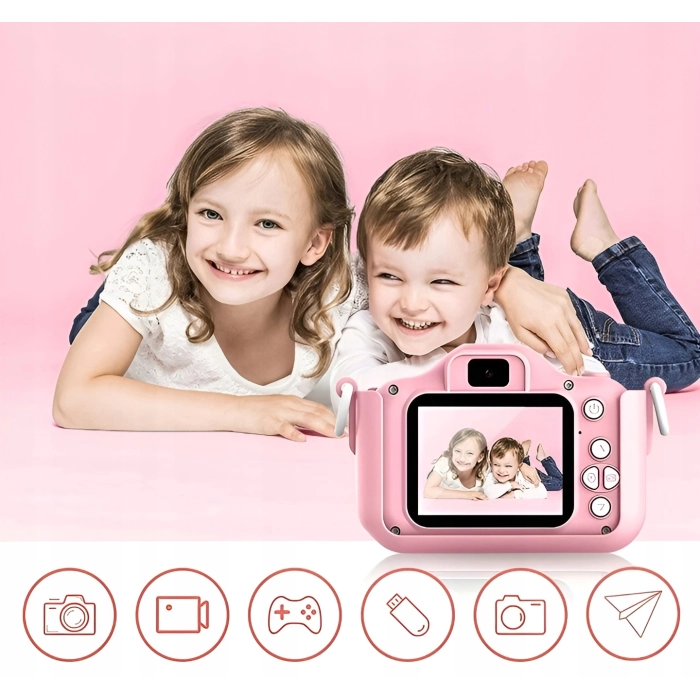 Aparat fotograficzny cyfrowy dla dzieci 3 mpx - Jednorożec + Karta 32 GB (Różowy)