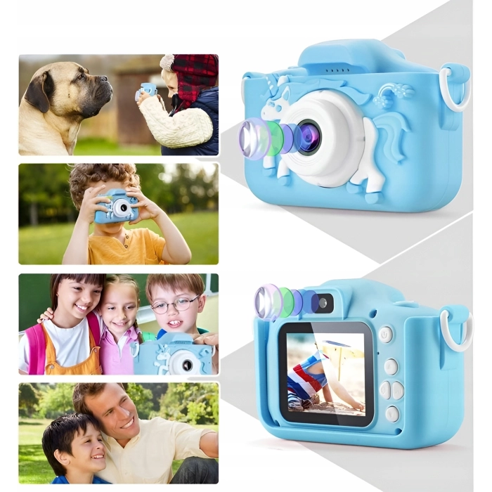 Aparat fotograficzny cyfrowy dla dzieci 3 mpx - Jednorożec + Karta 32 GB (Różowy)