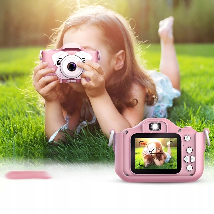 Aparat fotograficzny cyfrowy dla dzieci 3 mpx - Piesek + Karta 32 GB (Różowy)
