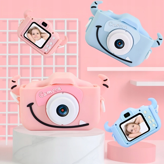 Aparat fotograficzny cyfrowy dla dzieci 3 mpx - Potworek + Karta 32 GB (Różowy)