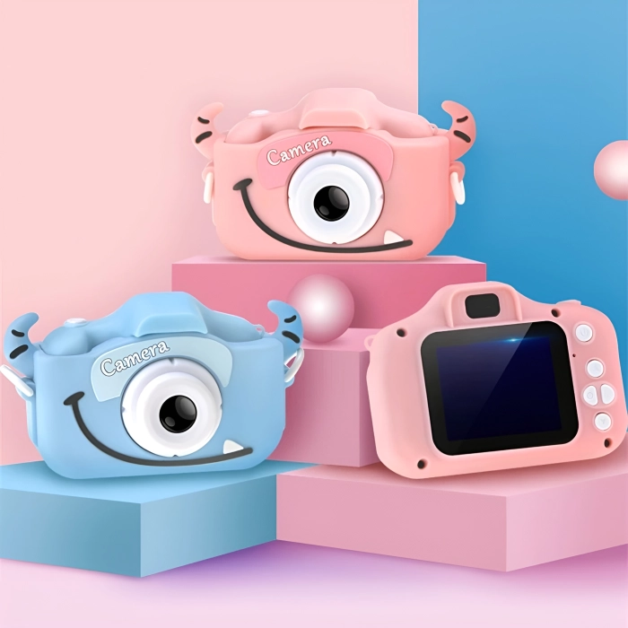 Aparat fotograficzny cyfrowy dla dzieci 3 mpx - Potworek + Karta 32 GB (Różowy)