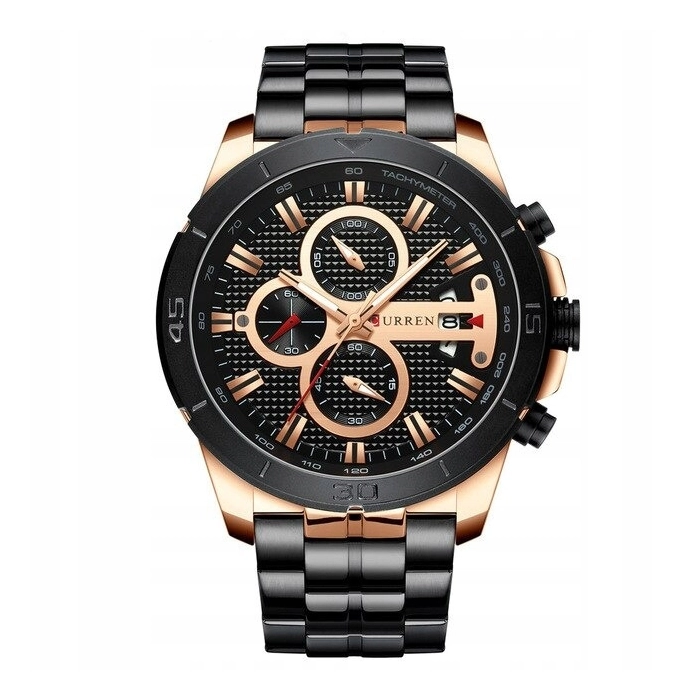 Zegarek męski na bransolecie Curren - elegancki z chronografem i datownikiem (Złoty)