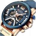 Zegarek męski skórzany Curren - elegancki z chronografem i datownikiem (Niebieski)