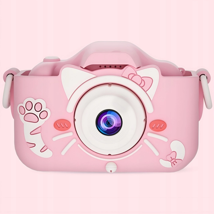 Aparat fotograficzny cyfrowy dla dzieci 40 mpx - Kotek + Karta 32 GB (Różowy)