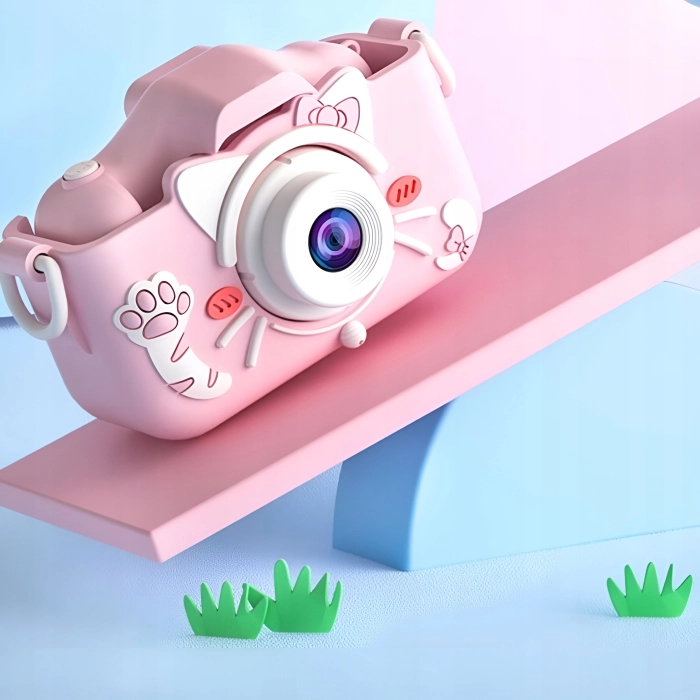 Aparat fotograficzny cyfrowy dla dzieci 40 mpx - Kotek + Karta 32 GB (Różowy)