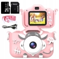 Aparat fotograficzny cyfrowy dla dzieci 40 mpx - Pirat + Karta 32 GB (Różowy)