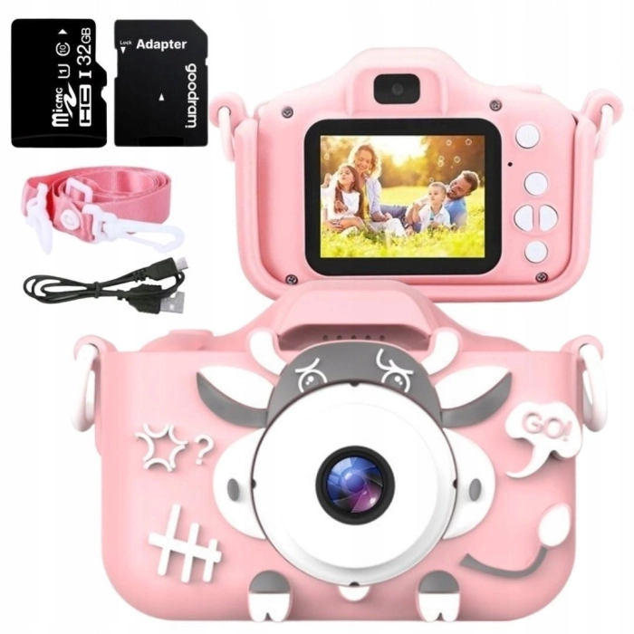 Aparat fotograficzny cyfrowy dla dzieci 40 mpx - Pirat + Karta 32 GB (Różowy)