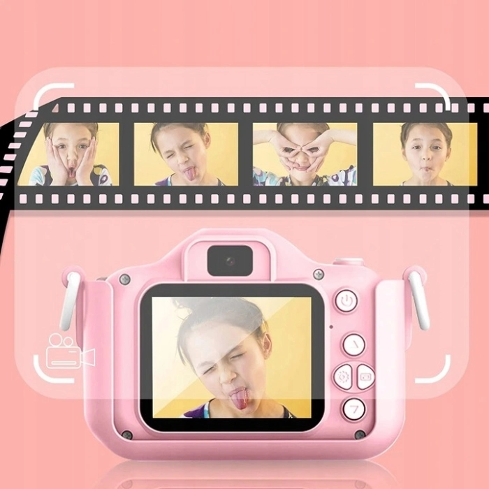 Aparat fotograficzny cyfrowy dla dzieci 40 mpx - Pirat + Karta 32 GB (Różowy)