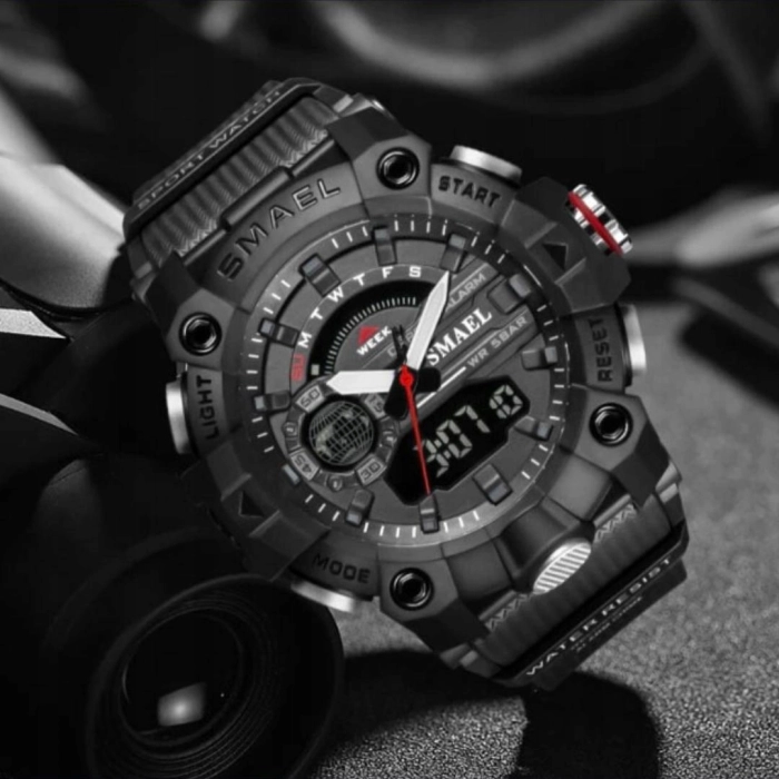 Zegarek męski SMAEL Z80 z datownikiem i alarmem - wojskowy, sportowy + Pudełko (Zielony)