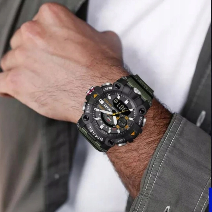 Zegarek męski SMAEL Z80 z datownikiem i alarmem - wojskowy, sportowy + Pudełko (Zielony)