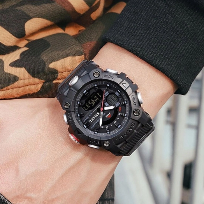 Zegarek męski SMAEL Z80 z datownikiem i alarmem - wojskowy, sportowy + Pudełko (Beżowy)