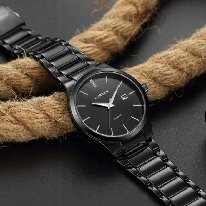 Zegarek męski na bransolecie Curren - klasyczny i elegancki z datownikiem (Srebrno-biały)