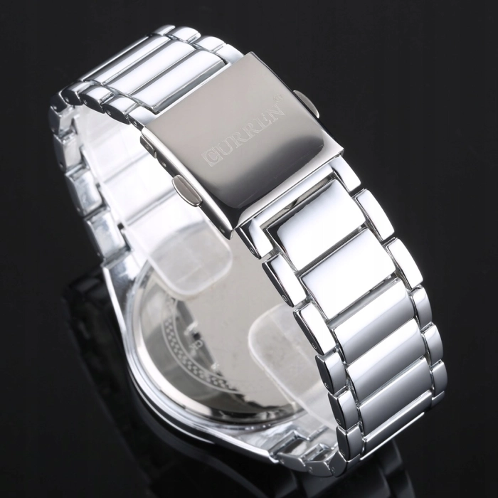 Zegarek męski na bransolecie Curren - klasyczny i elegancki z datownikiem (Czarno-biały)