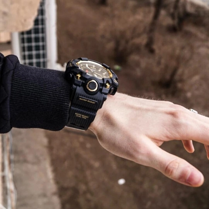 Zegarek męski SMAEL Z15 z datownikiem i alarmem - wojskowy, sportowy + Pudełko (Beżowy)