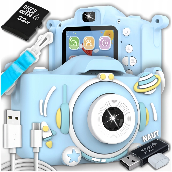 Aparat fotograficzny cyfrowy dla dzieci 40 mpx - Astronauta + Karta 32 GB (Różowy)