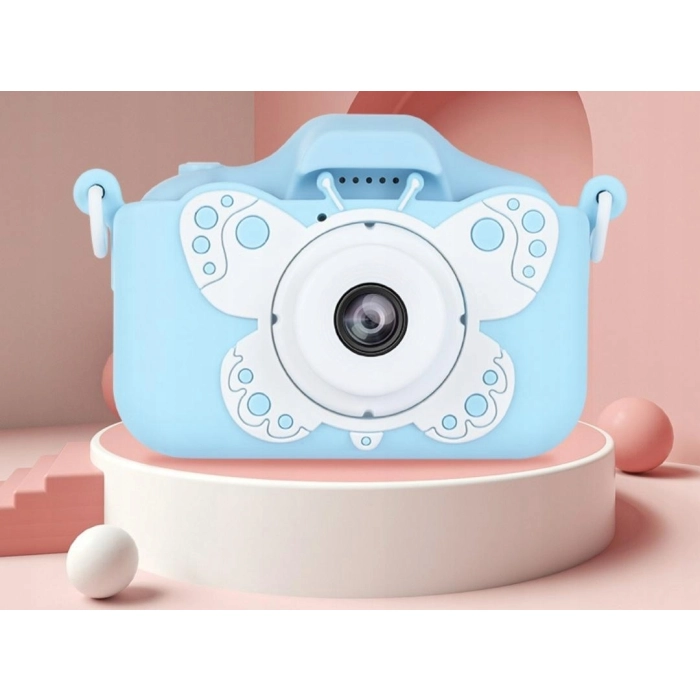 Aparat fotograficzny cyfrowy dla dzieci 3 mpx - Motyl + Karta 32 GB (Niebieski)