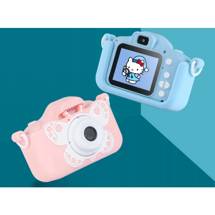 Aparat fotograficzny cyfrowy dla dzieci 3 mpx - Motyl + Karta 32 GB (Niebieski)