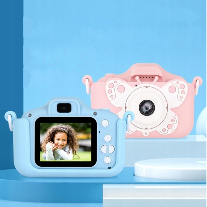 Aparat fotograficzny cyfrowy dla dzieci 3 mpx - Motyl + Karta 32 GB (Niebieski)