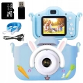 Aparat fotograficzny cyfrowy dla dzieci 3 mpx - Królik + Karta 32 GB (Niebieski)