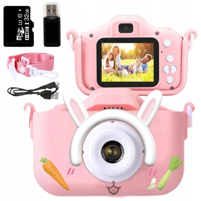 Aparat fotograficzny cyfrowy dla dzieci 3 mpx - Królik + Karta 32 GB (Niebieski)