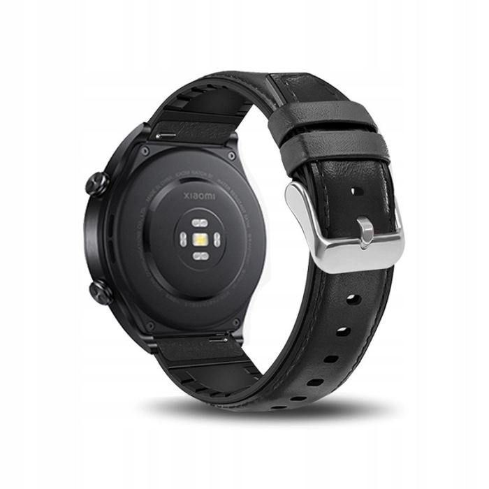Pasek skórzany do smartwatcha uniwersalny 20mm + teleskopy (Czarny)