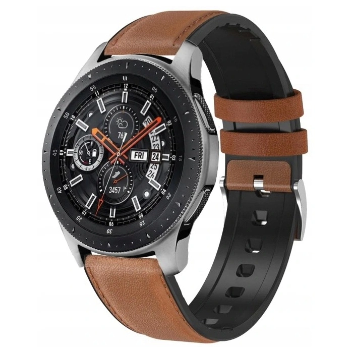 Pasek skórzany do smartwatcha uniwersalny 20mm + teleskopy (Brązowy)