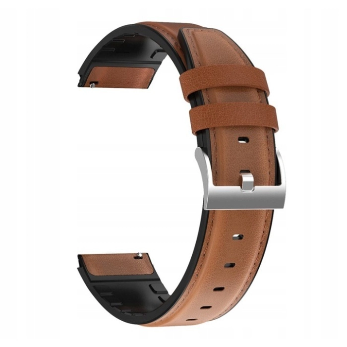 Pasek skórzany do smartwatcha uniwersalny 20mm + teleskopy (Brązowy)