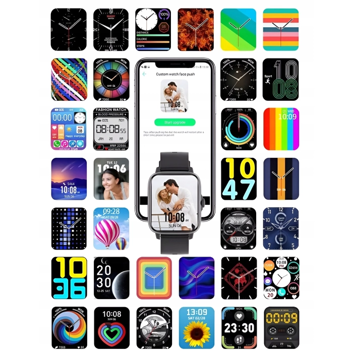 Smartwatch męski, damski Z102 - zegarek sportowy z możliwością prowadzenia rozmów (Czarny)