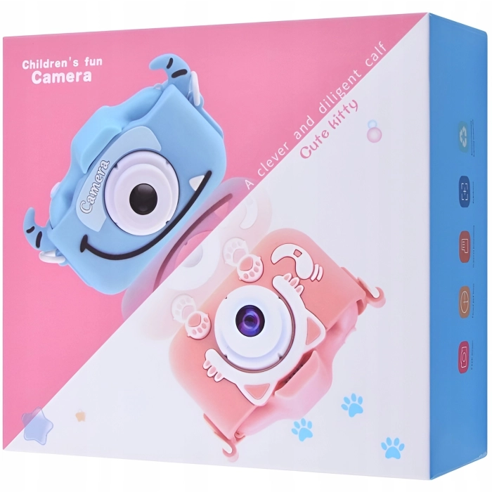 Aparat fotograficzny cyfrowy dla dzieci 40 mpx - Potworek + Karta 32 GB (Różowy)