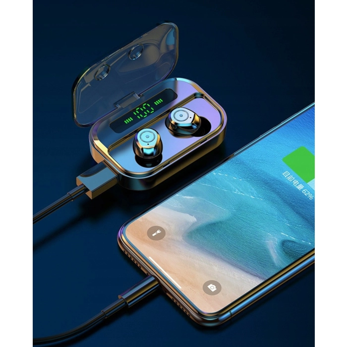 Słuchawki bezprzewodowe douszne z mikrofonem Z01 - sportowe gamingowe Bluetooth + Powerbank