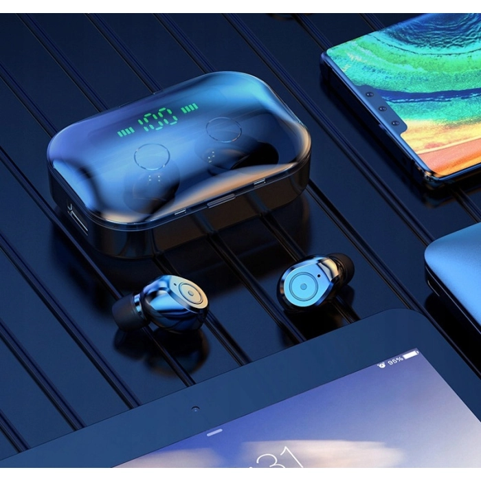 Słuchawki bezprzewodowe douszne z mikrofonem Z01 - sportowe gamingowe Bluetooth + Powerbank