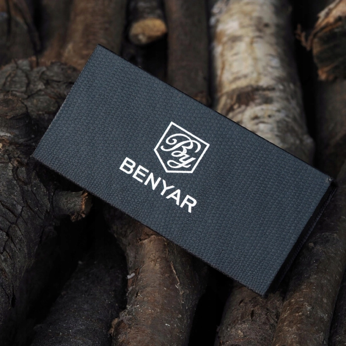 Zegarek męski skórzany Benyar - elegancki i klasyczny z chronografem + Pudełko (Czarny)