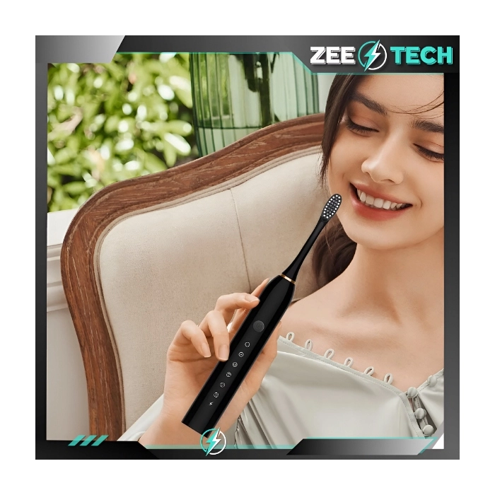 Szczoteczka elektryczna, soniczna do zębów - 6 trybów + 4 końcówki (Biała)