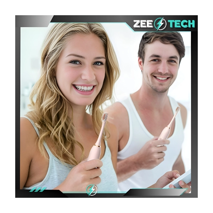 Szczoteczka elektryczna, soniczna do zębów - 6 trybów + 4 końcówki (Różowa)