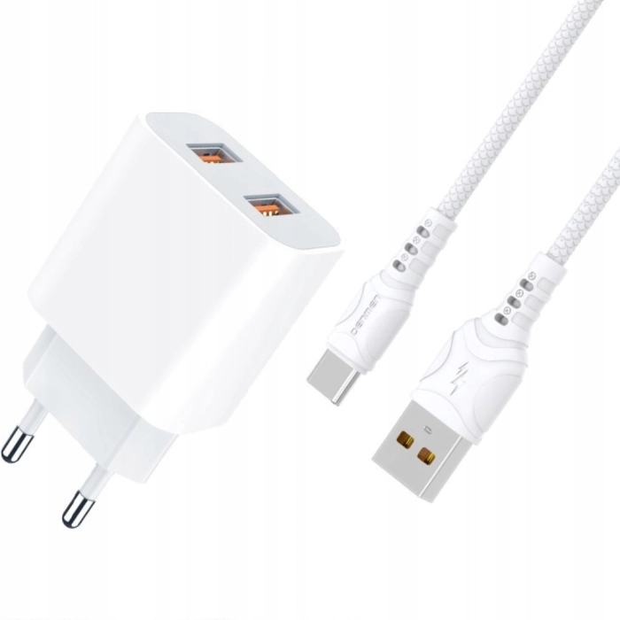 Szybka ładowarka sieciowa USB Fast charge 2xUSB 2.4A + Kabel USB-C