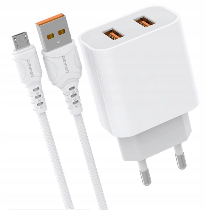 Szybka ładowarka sieciowa USB Fast charge 2xUSB 2.4A + Kabel USB-C