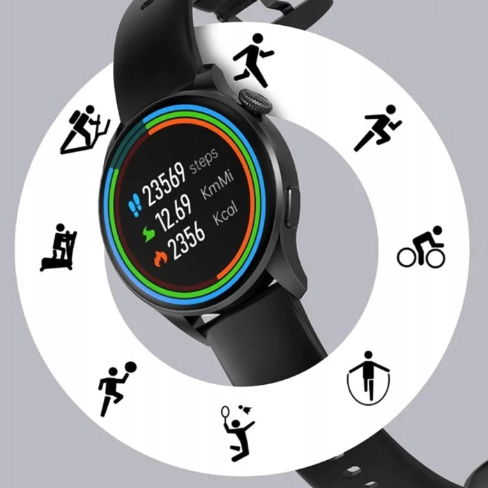 Smartwatch męski, damski Z3 - zegarek sportowy z pomiarem pulsu i EKG + Szkło (Czarny)