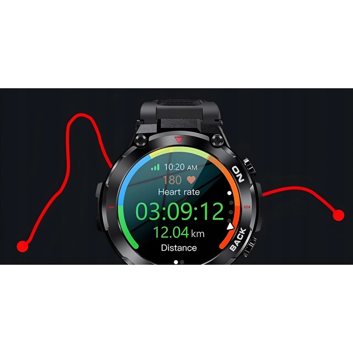 Smartwatch męski Z37 - zegarek militarny z GPS i pomiarem tętna i pulsu (Szary)