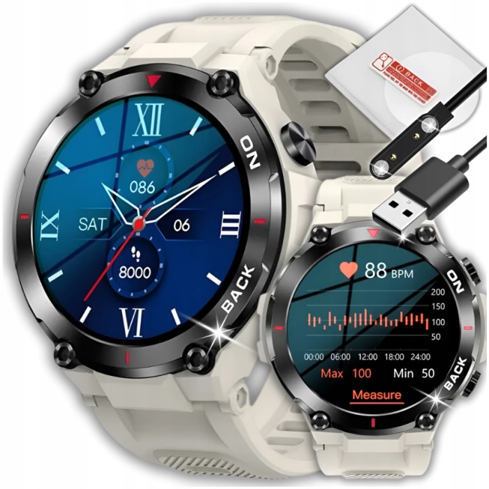 Smartwatch męski Z37 - zegarek militarny z GPS i pomiarem tętna i pulsu (Szary)