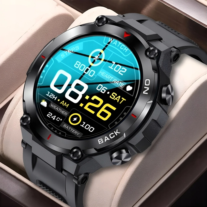 Smartwatch męski Z37 - zegarek militarny z GPS i pomiarem tętna i pulsu (Szary)