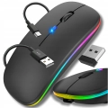 Myszka bezprzewodowa - bezklikowa i cicha z podświetleniem RGB