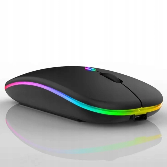 Myszka bezprzewodowa - bezklikowa i cicha z podświetleniem RGB