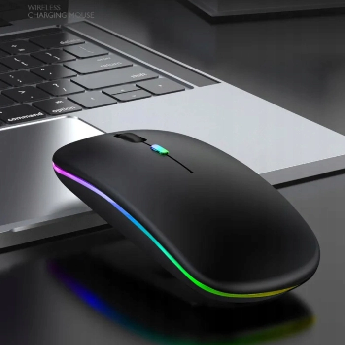 Myszka bezprzewodowa - bezklikowa i cicha z podświetleniem RGB