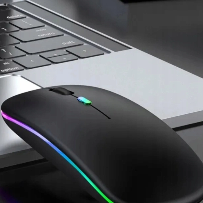 Myszka bezprzewodowa - bezklikowa i cicha z podświetleniem RGB